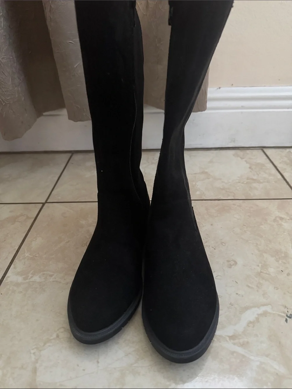 Cat & Jack Black Knee-High Suede-Look Kids Boots